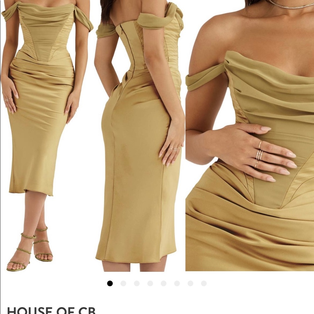 House of CB Natalya olive satin corset dress